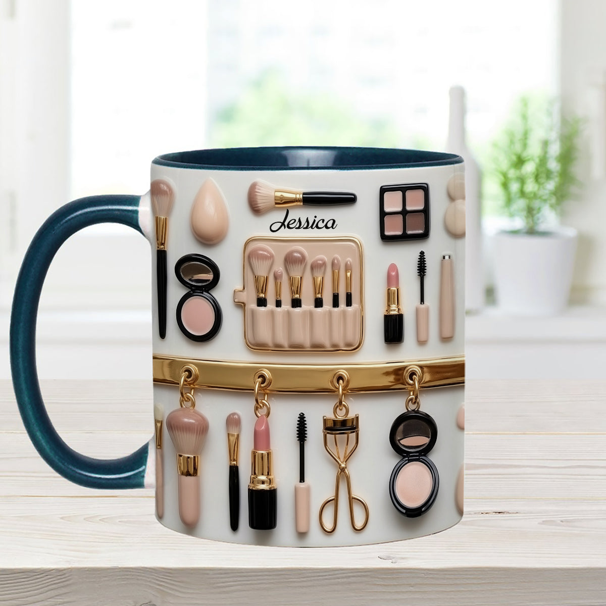 Visagistin – Personalisierter Make-up-Set-Becher mit Acryl-Rührstäbchen