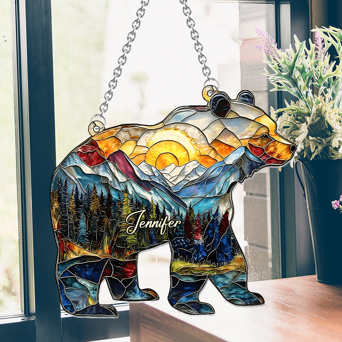 Into The Wild – Personalisierter Camping-Fensterhänger-Sonnenfänger 