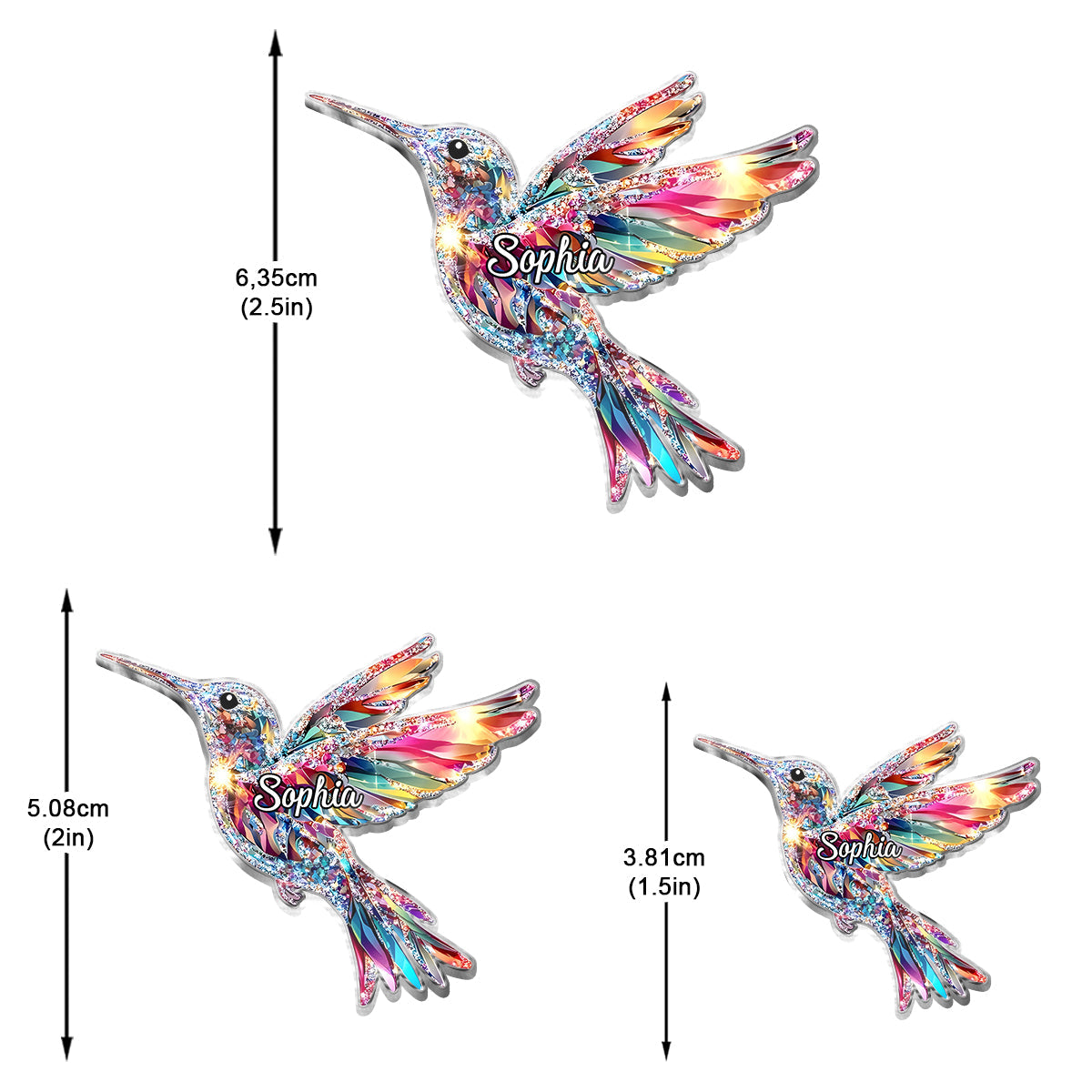 Liebe zum Kolibri – Personalisierte transparente Kolibri-Ohrringe