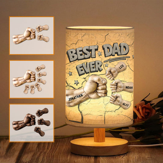 Bester Papa aller Zeiten – Personalisierte Tischlampe für Väter mit Holzsockel