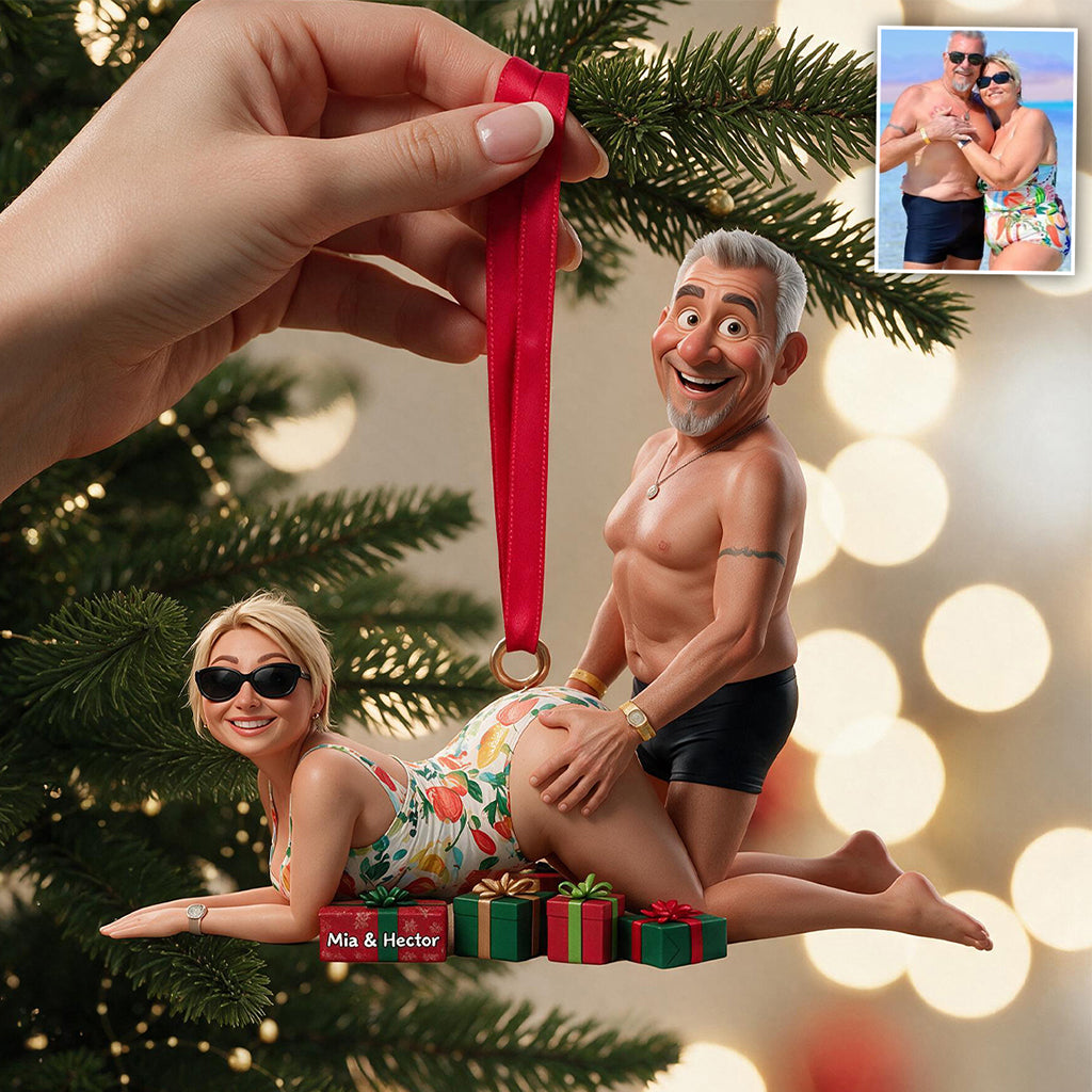 Naughty Couple Christmas - Personalized Spicy Couple Premium 3D Ornament