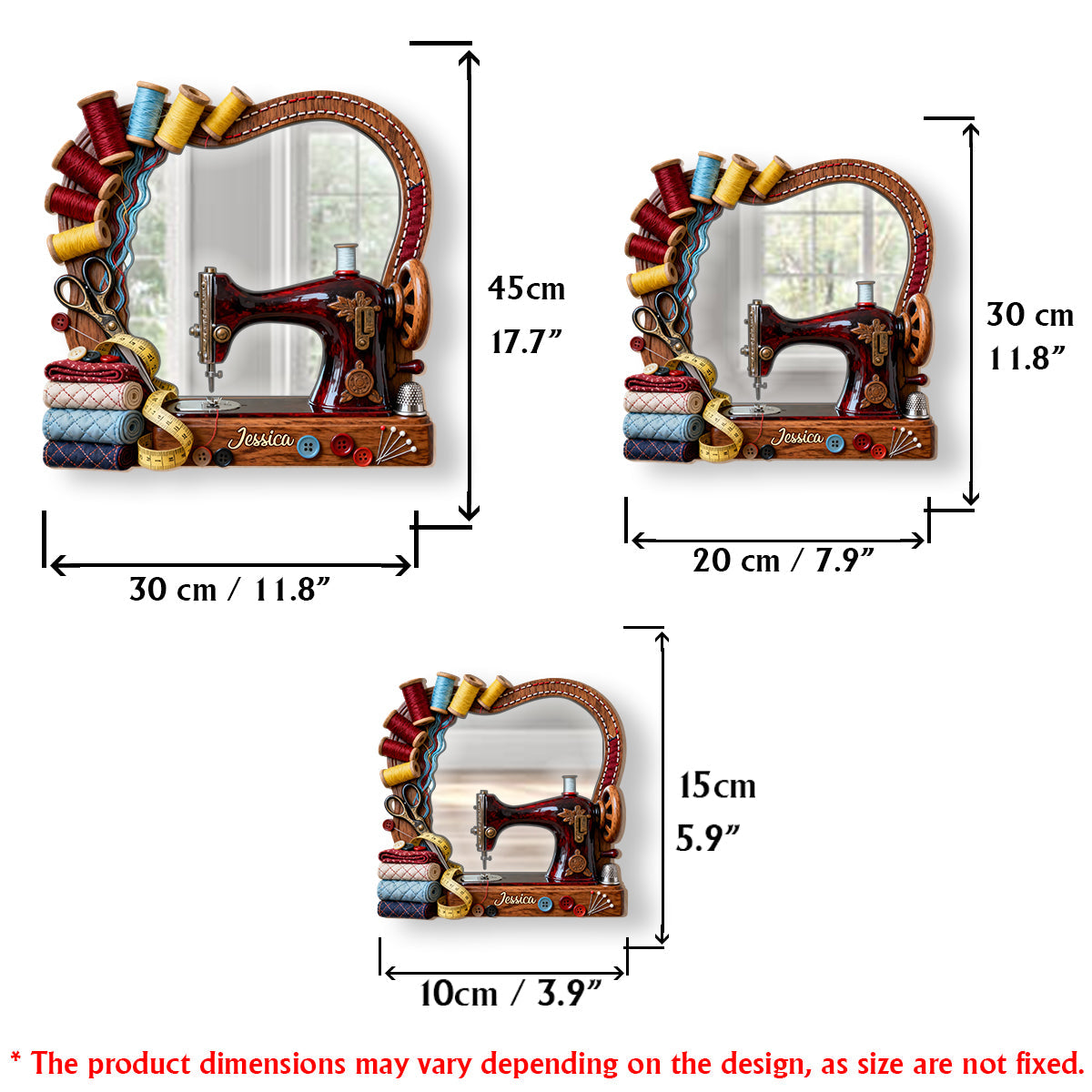 Nähbegeisterte – Personalisierter Näh-Wandspiegel
