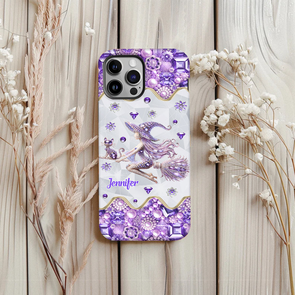 Witch And Broomstick - Personalized Witch Full Print Phone Case