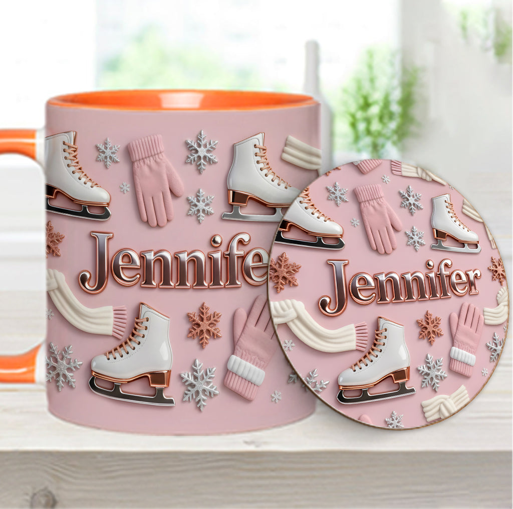 Ice Skating Makes Me Happy - Personalized Ice Skating Accent Mug & Coaster