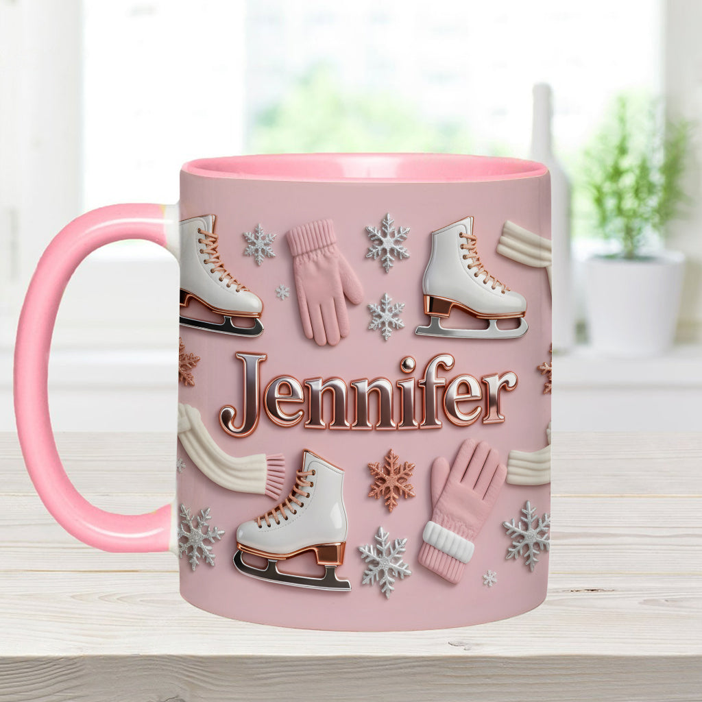 Ice Skating Makes Me Happy - Personalized Ice Skating Accent Mug & Coaster