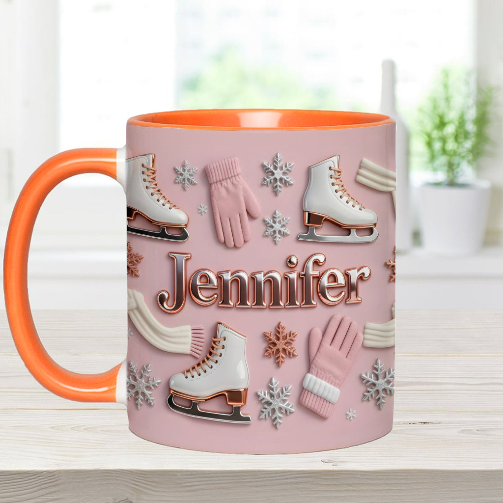 Ice Skating Makes Me Happy - Personalized Ice Skating Accent Mug & Coaster