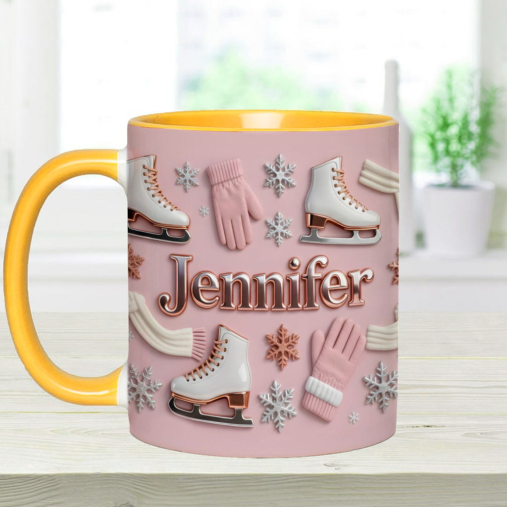 Ice Skating Makes Me Happy - Personalized Ice Skating Accent Mug & Coaster