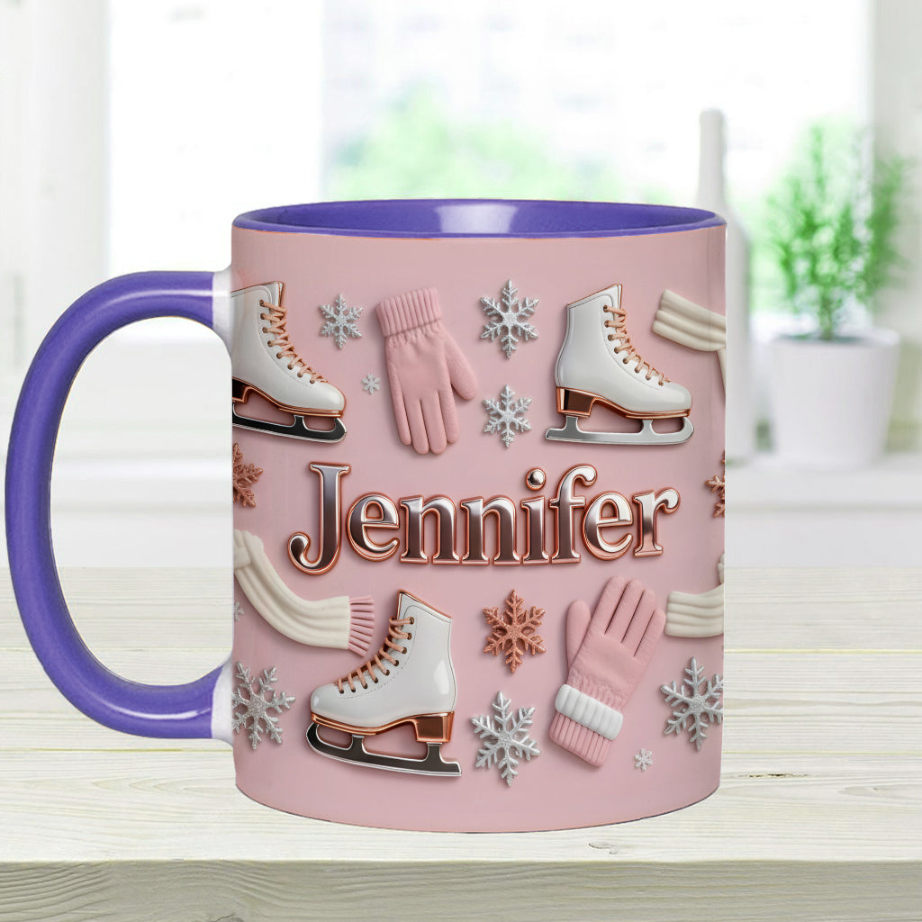 Ice Skating Makes Me Happy - Personalized Ice Skating Accent Mug & Coaster