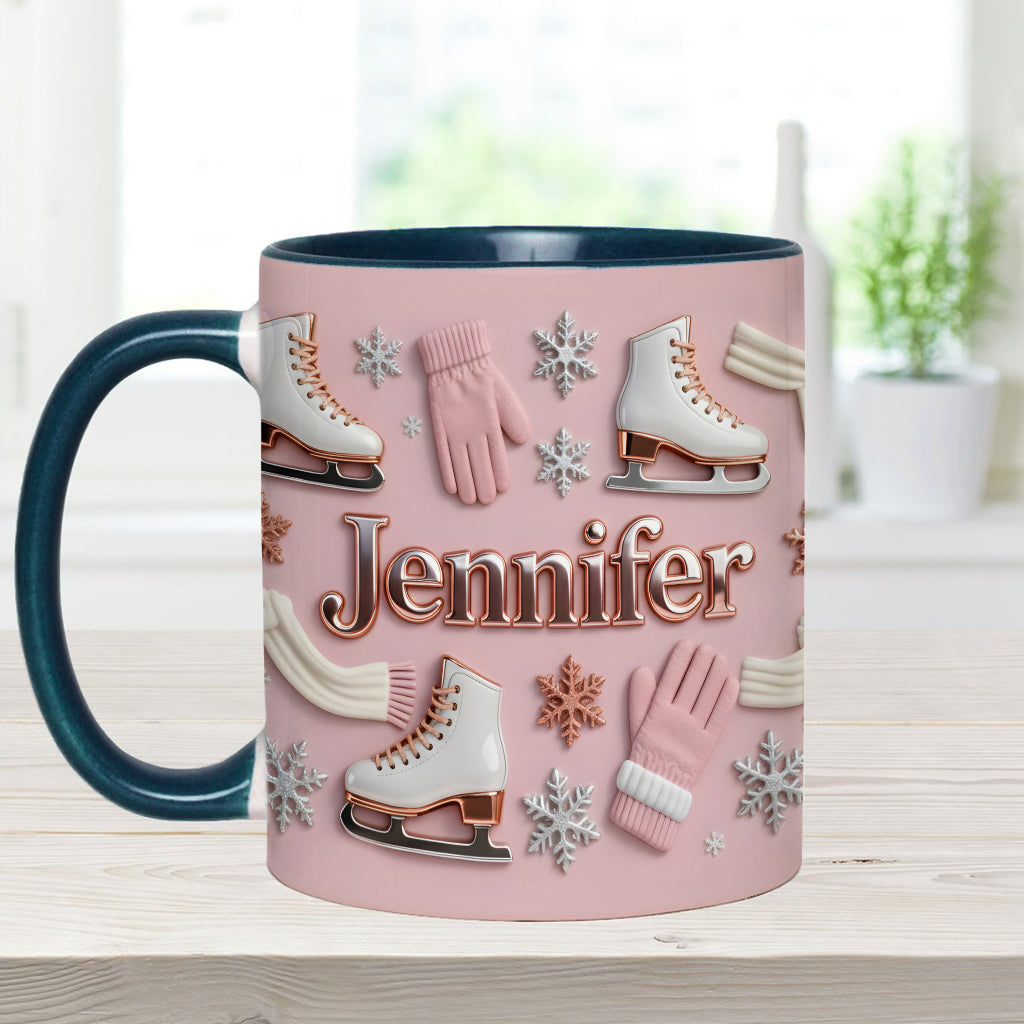 Ice Skating Makes Me Happy - Personalized Ice Skating Accent Mug & Coaster