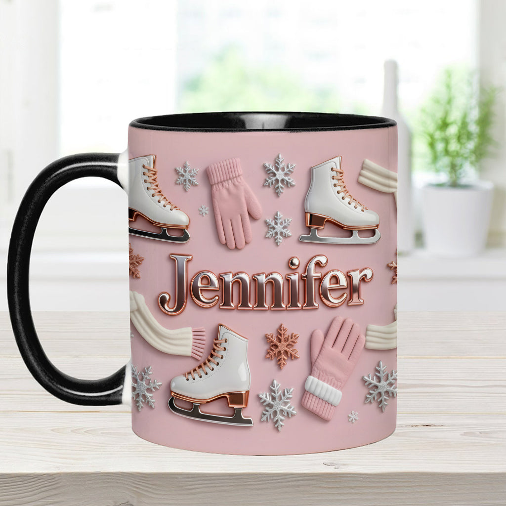 Ice Skating Makes Me Happy - Personalized Ice Skating Accent Mug & Coaster