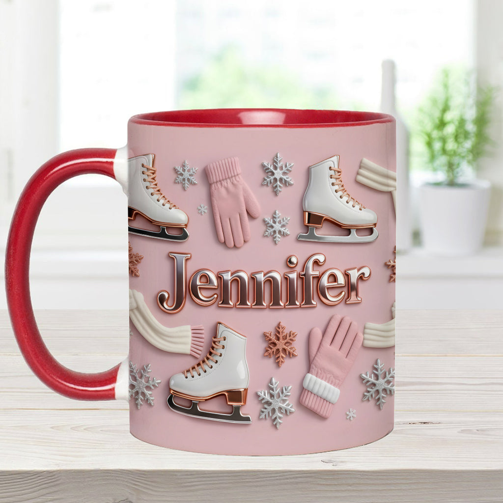 Ice Skating Makes Me Happy - Personalized Ice Skating Accent Mug & Coaster