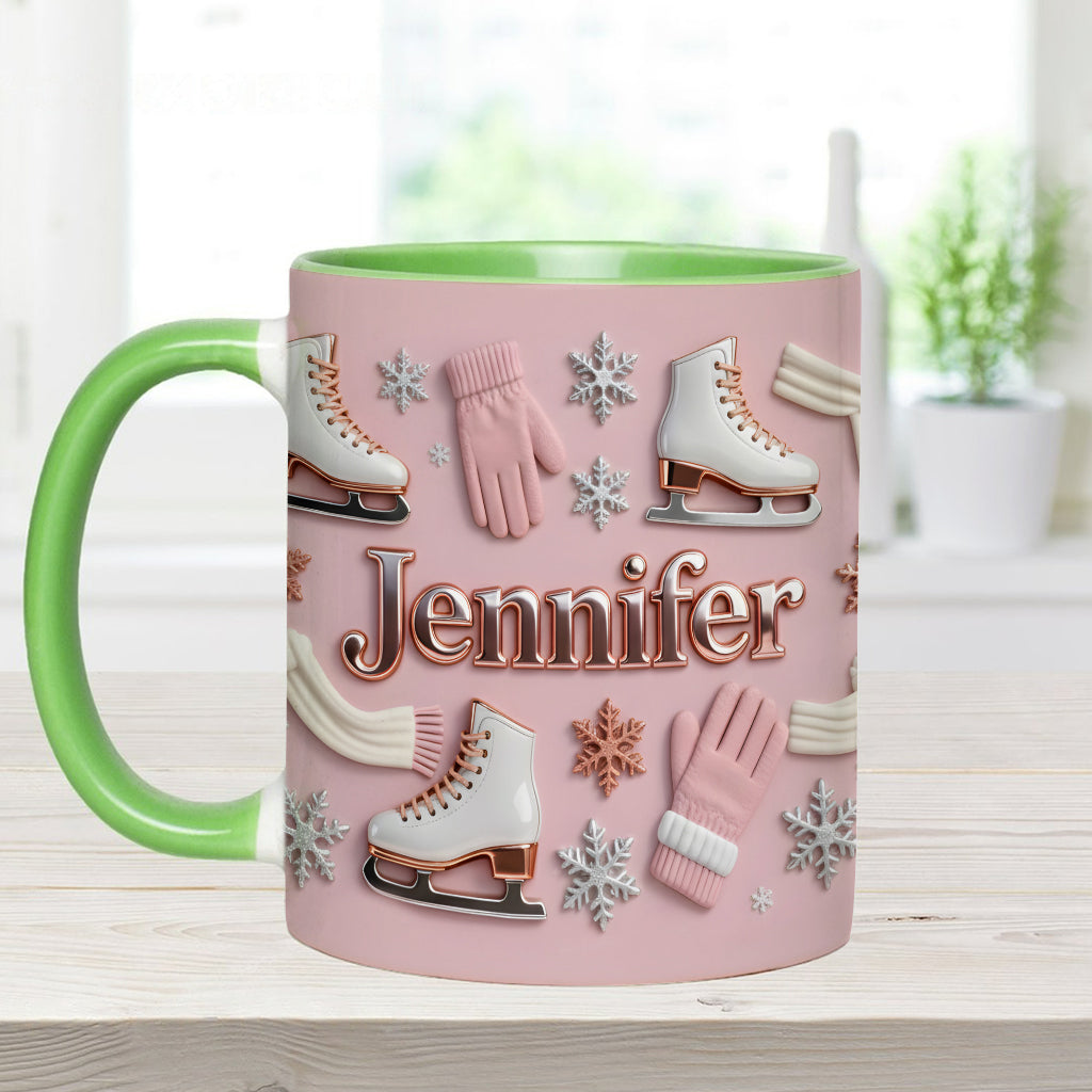 Ice Skating Makes Me Happy - Personalized Ice Skating Accent Mug & Coaster