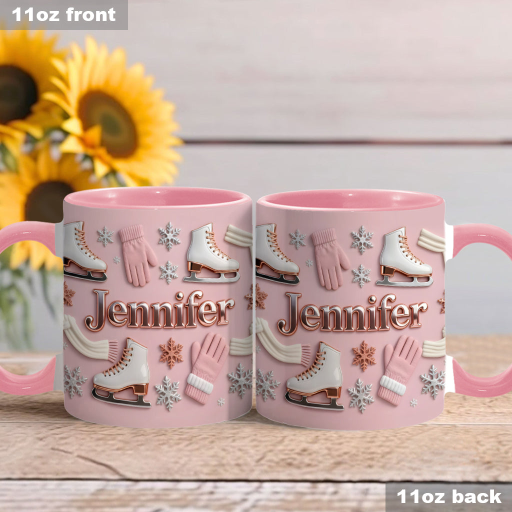 Ice Skating Makes Me Happy - Personalized Ice Skating Accent Mug & Coaster