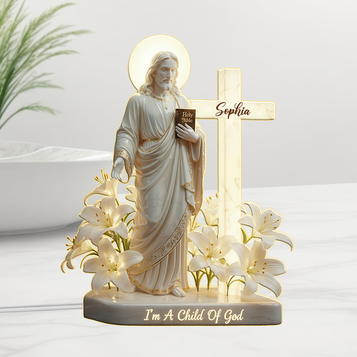 Ich bin ein Kind Gottes – Personalisierte christliche LED-Nachtleuchte aus Acryl