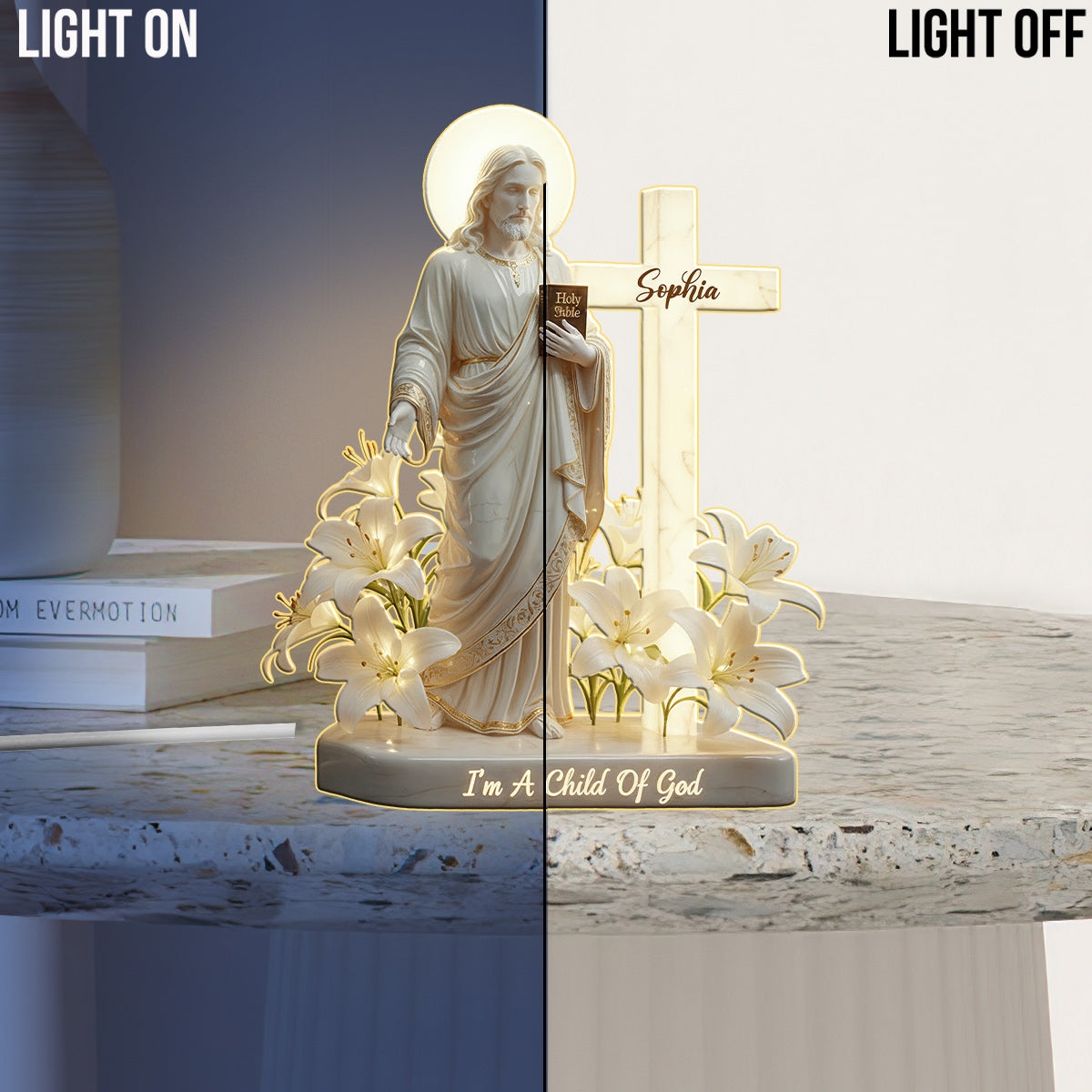 Ich bin ein Kind Gottes – Personalisierte christliche LED-Nachtleuchte aus Acryl