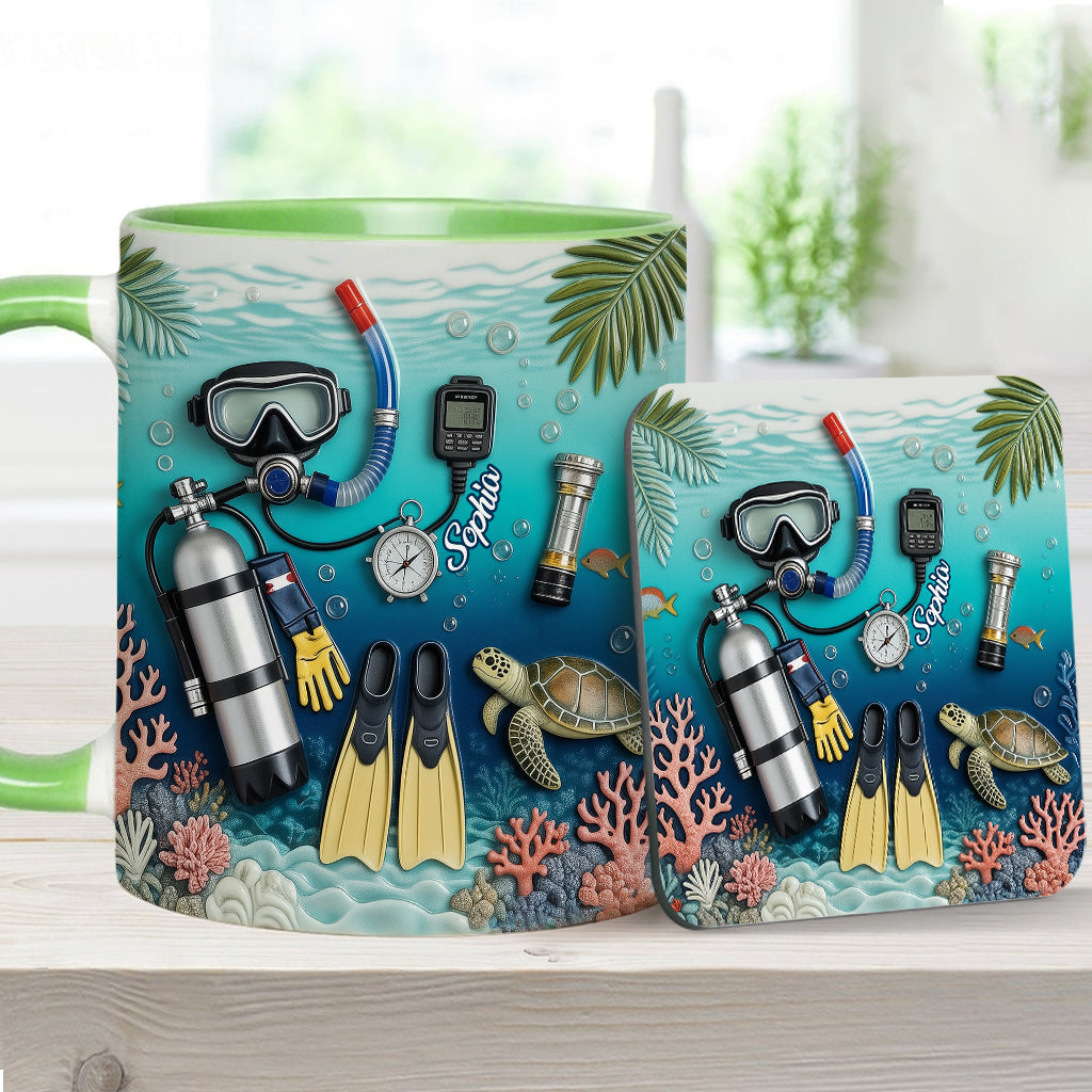 Personalisierte Tauchertasse und Untersetzer