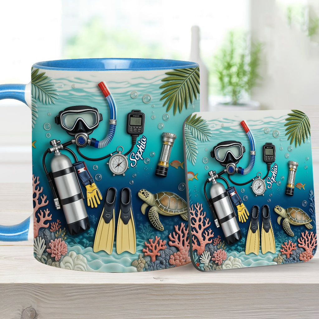 Personalisierte Tauchertasse und Untersetzer