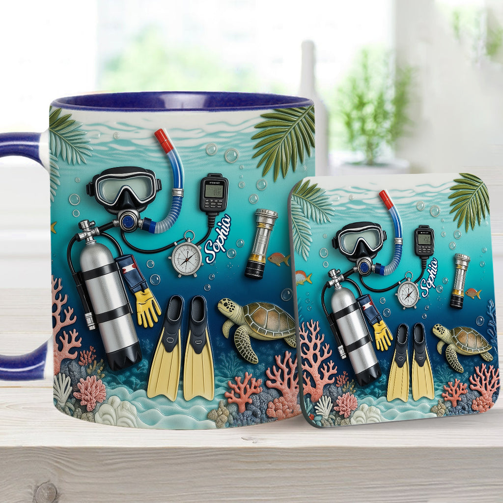 Personalisierte Tauchertasse und Untersetzer