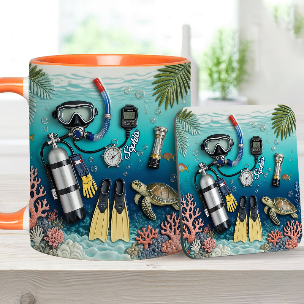 Personalisierte Tauchertasse und Untersetzer