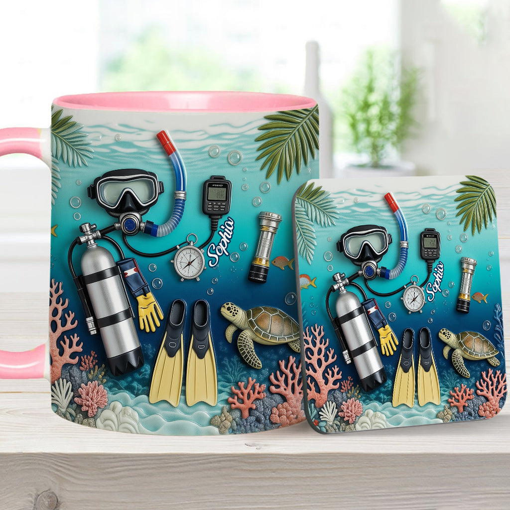 Personalisierte Tauchertasse und Untersetzer