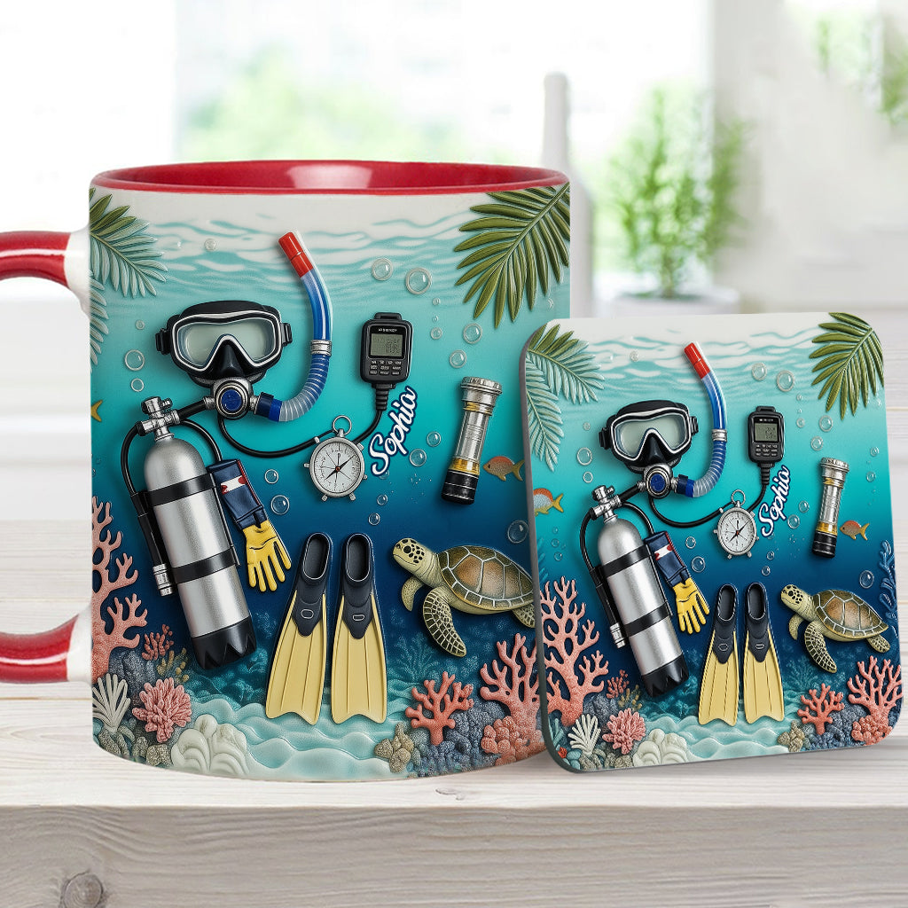 Personalisierte Tauchertasse und Untersetzer