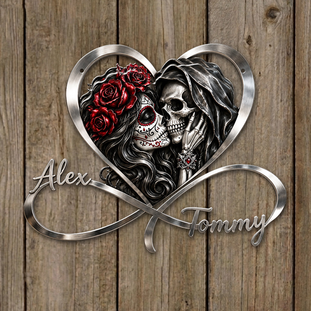 I Love You - Personalized Skull 3D Printed Cut Metal Sign