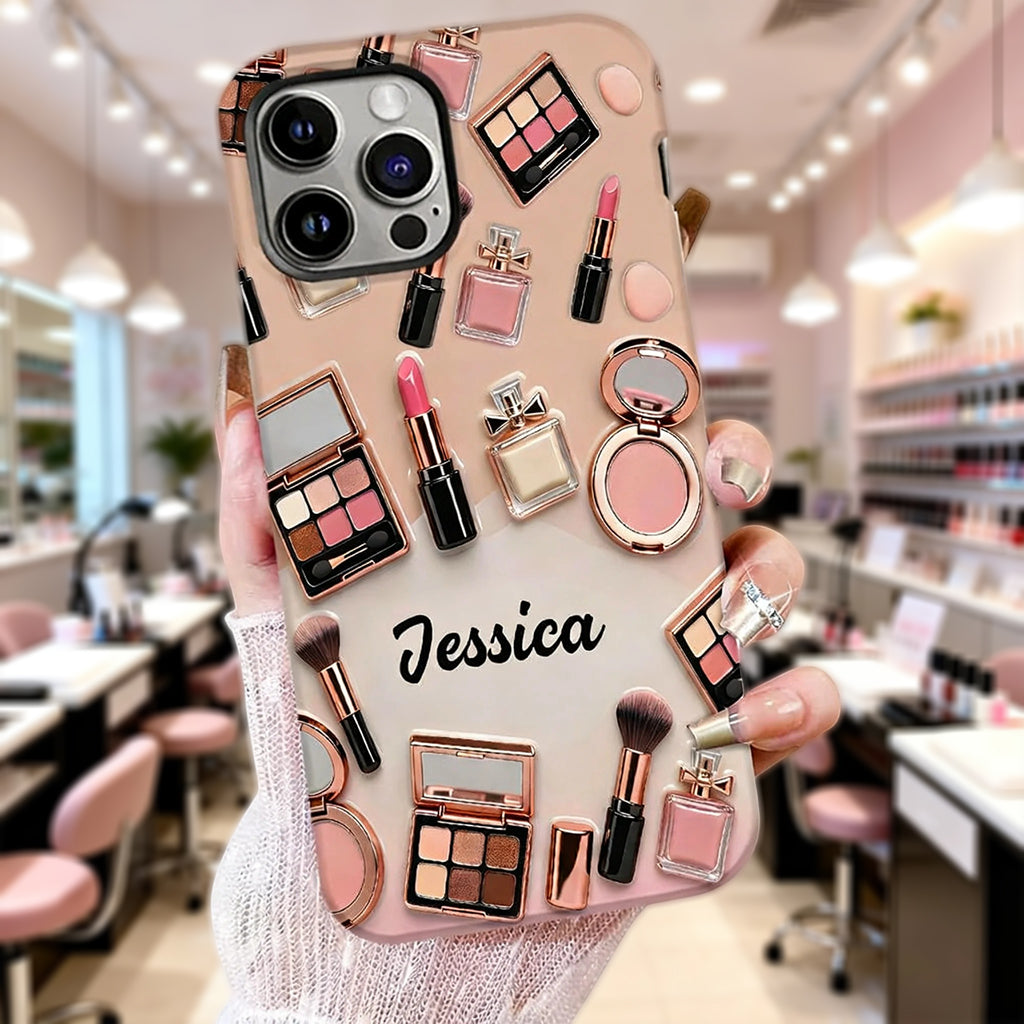 Stolze Make-up-Artistin – Personalisierte Handyhülle mit Make-up-Vollbilddruck