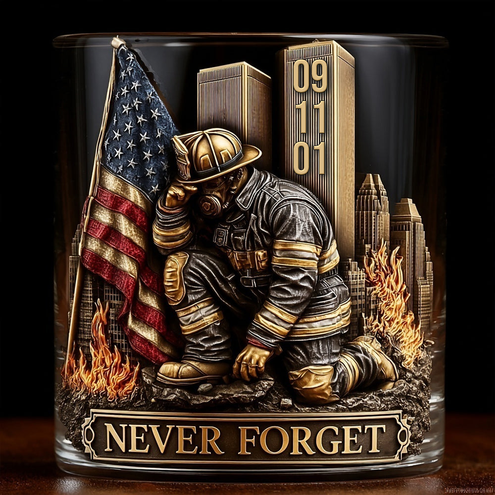 Wir werden den 11. September niemals vergessen – Whiskeyglas für Feuerwehrleute