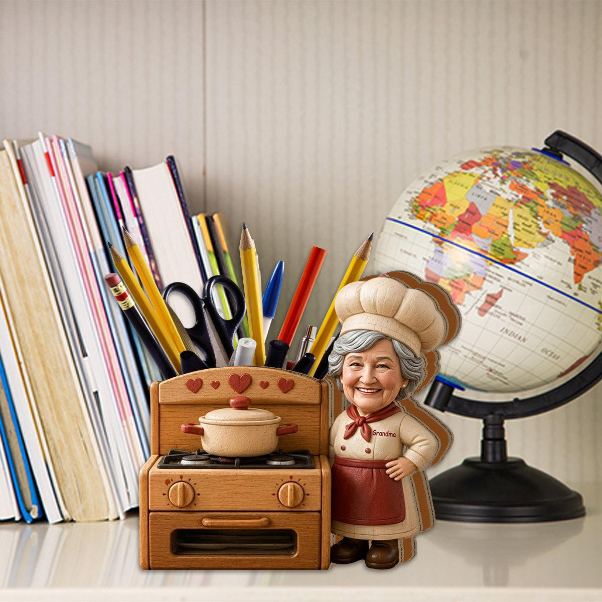 Cooking Lovers Gift Idea - Personalized Cooking Wooden Desk Organizer