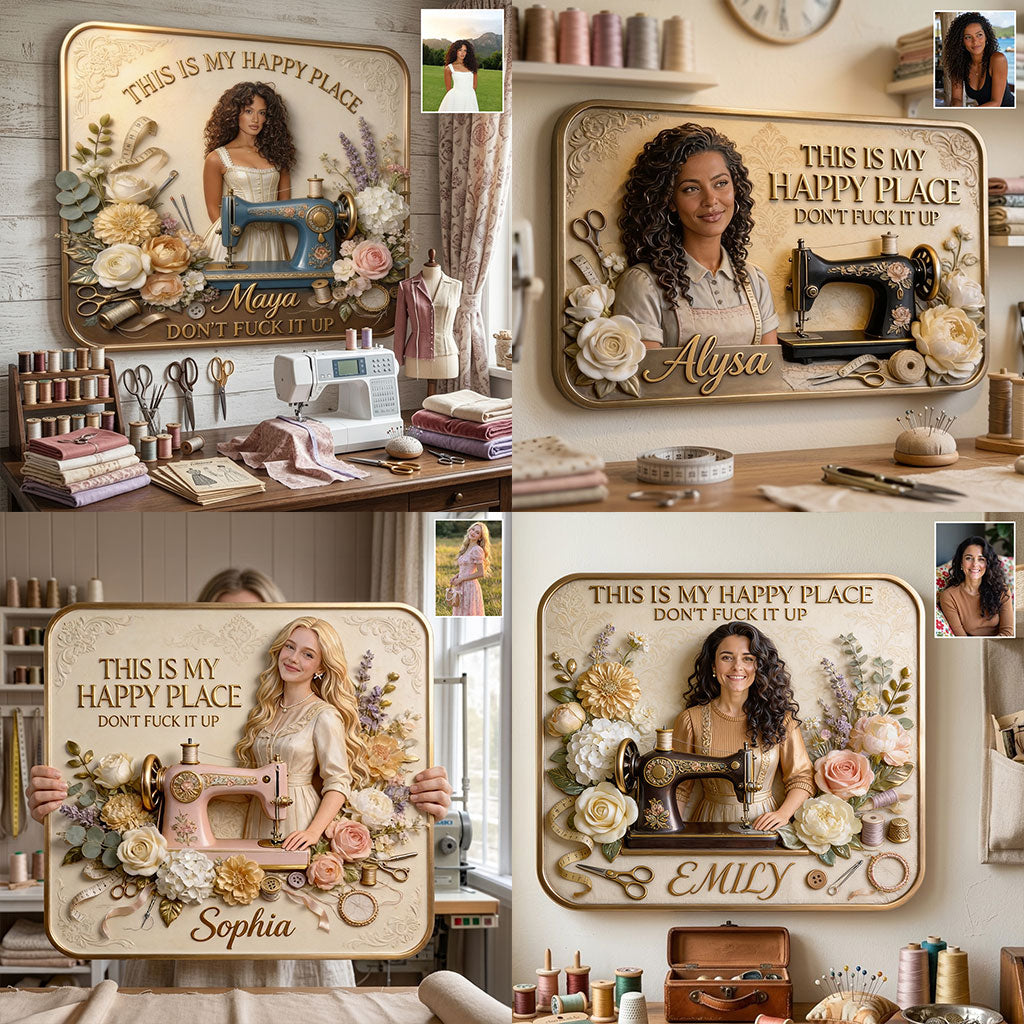 Sewing Room Decoration - Personalized Sewing 3D Printed Cut Metal Sign