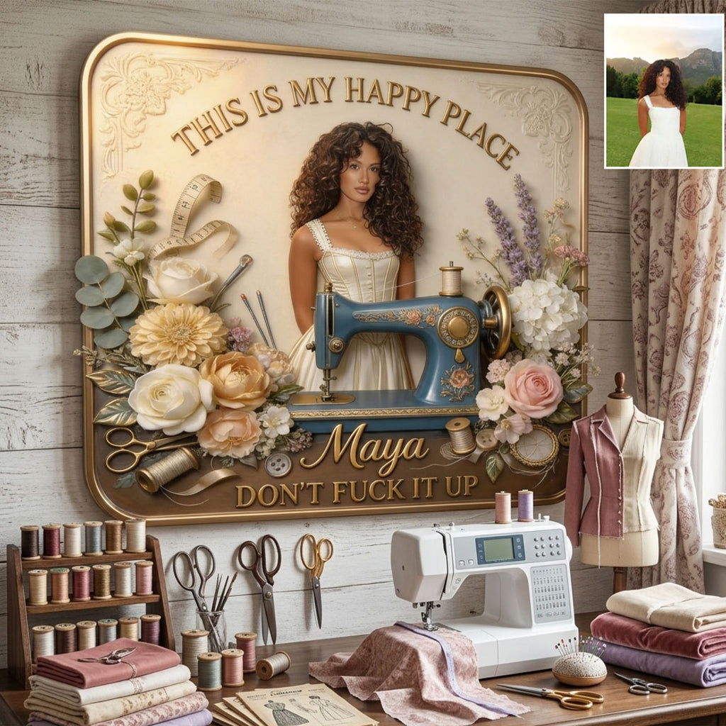 Sewing Room Decoration - Personalized Sewing 3D Printed Cut Metal Sign