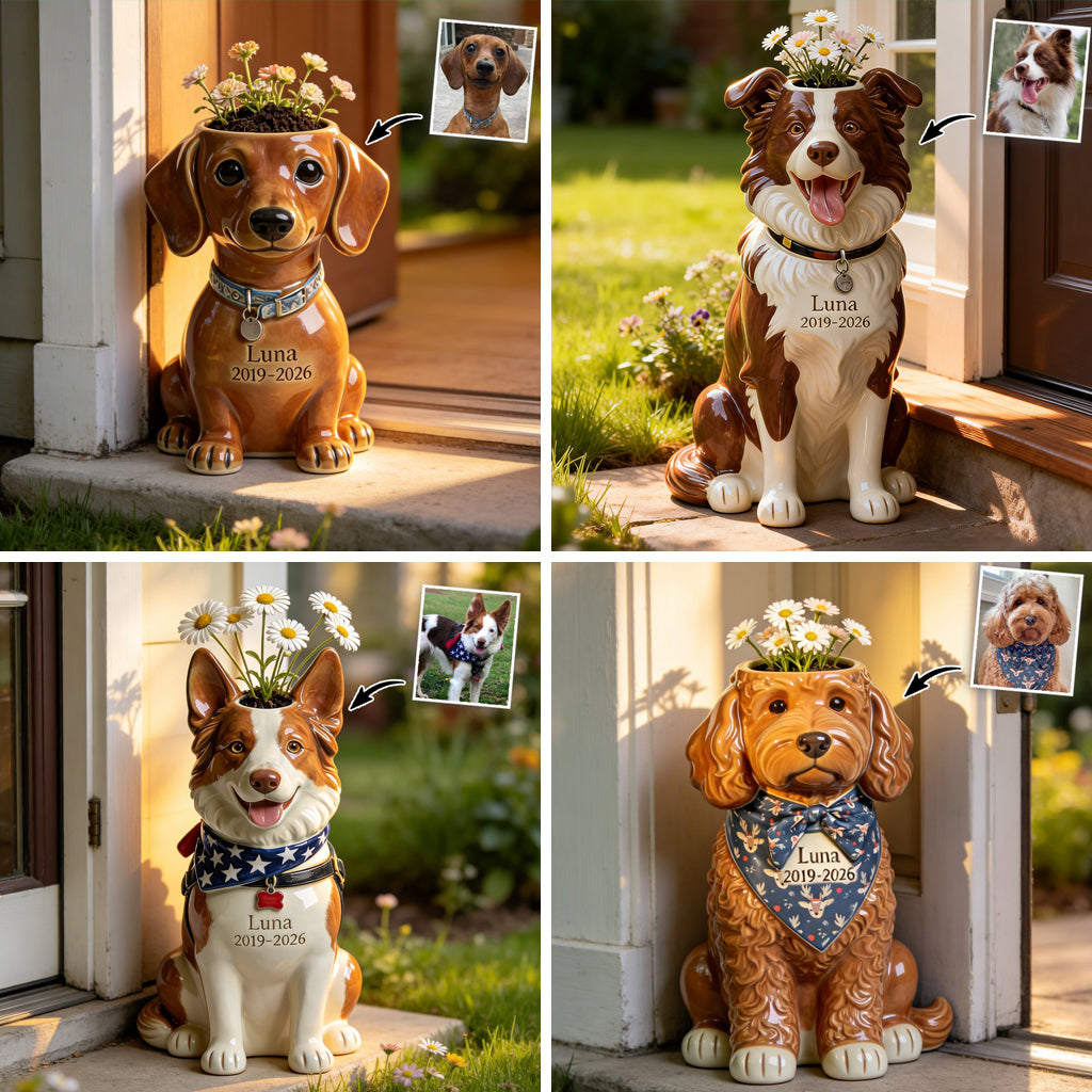 Pet Memorial Planter - Personalized Dog Acrylic Pot