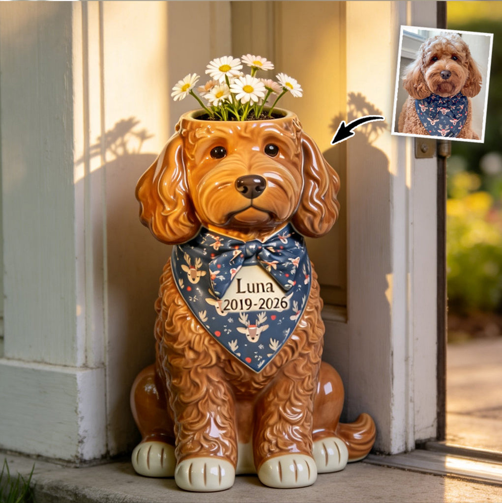 Pet Memorial Planter - Personalized Dog Acrylic Pot