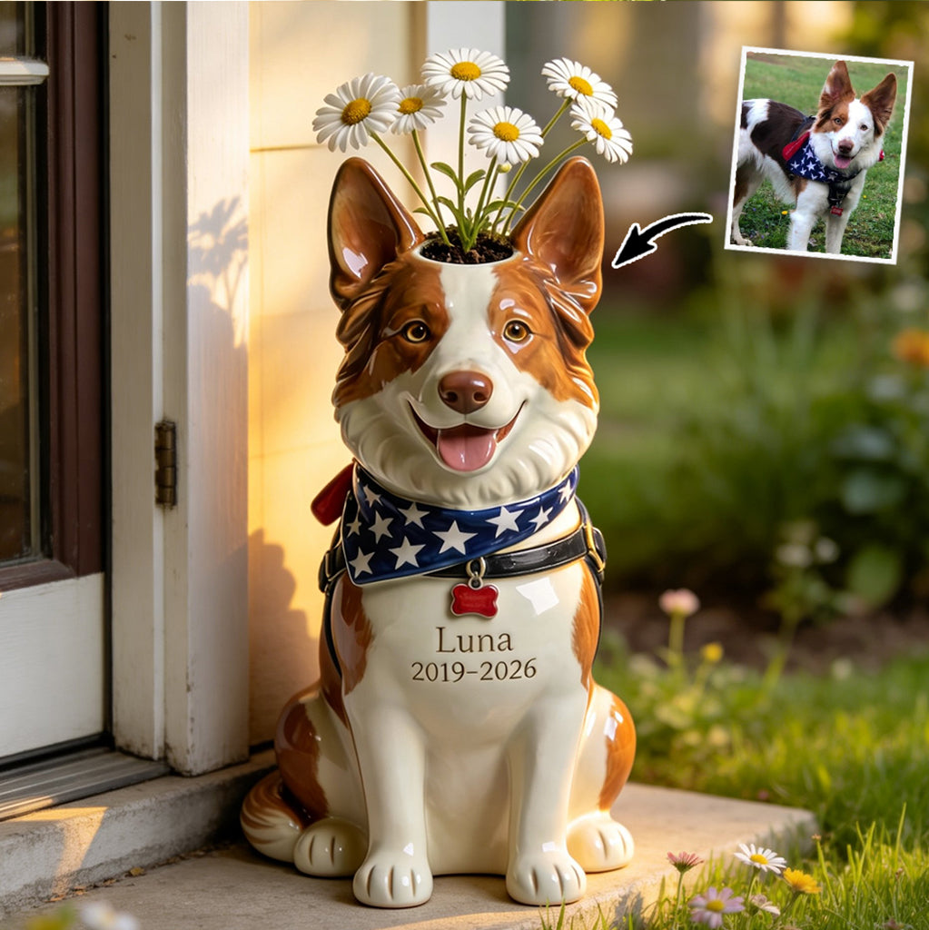 Pet Memorial Planter - Personalized Dog Acrylic Pot