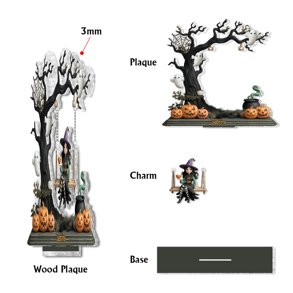 Beautiful Witch - Personalized Witch Plaque With Charm