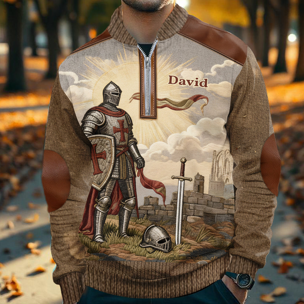 Ritter Gottes – Personalisiertes christliches Herren-Sweatshirt mit Reißverschluss