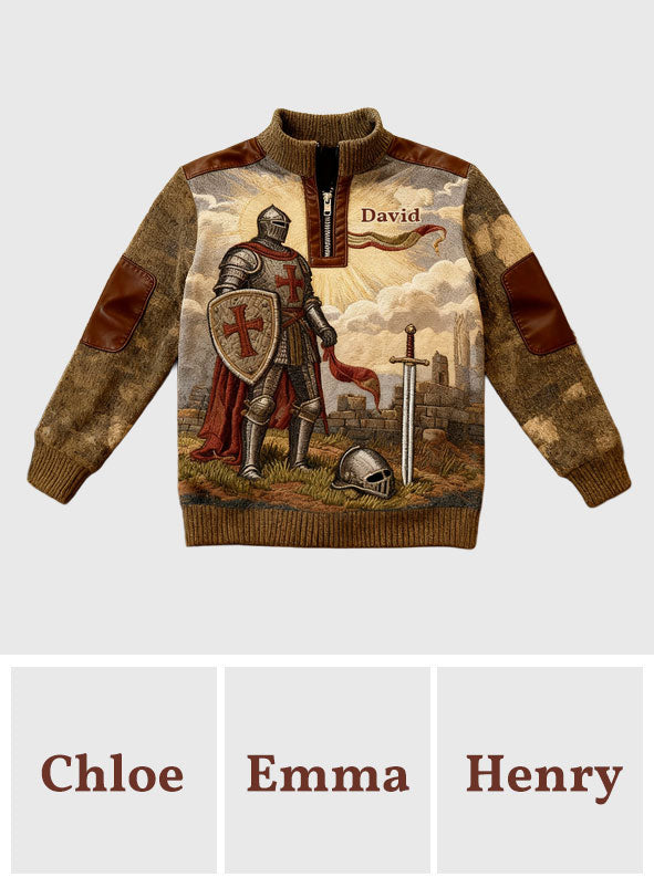 Ritter Gottes – Personalisiertes christliches Herren-Sweatshirt mit Reißverschluss