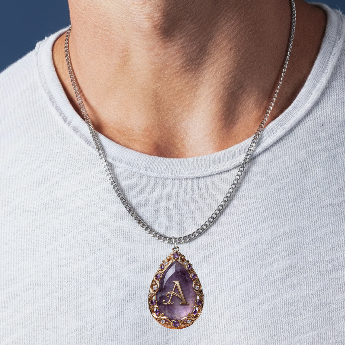 Personalisierte Geburtsstein-Halskette mit Geburtsstein-Anhänger in Form eines Geburtssteins