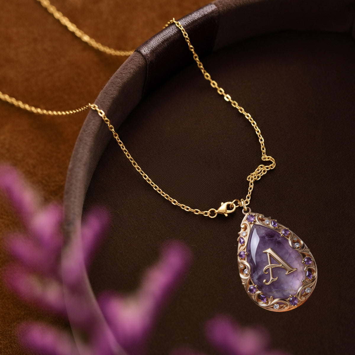 Personalisierte Geburtsstein-Halskette mit Geburtsstein-Anhänger in Form eines Geburtssteins