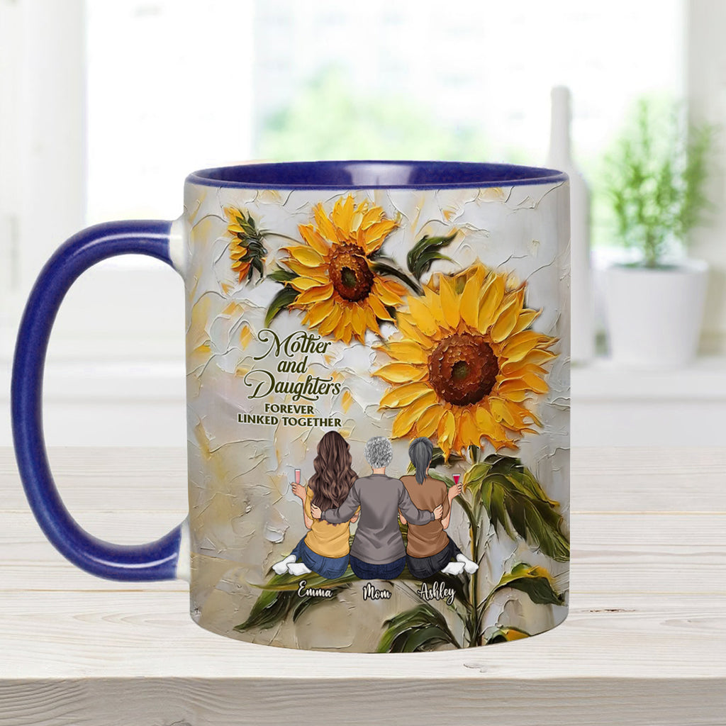 Mother And Daughters Forever Linked Together - Personalized Mother Accent Mug