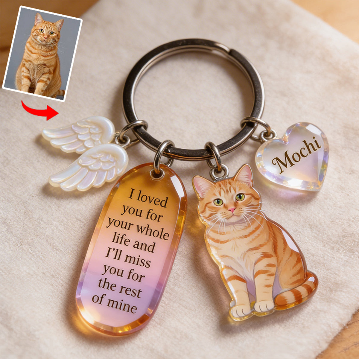 Custom Any Photo - Personalized Dog Keychain With Charms