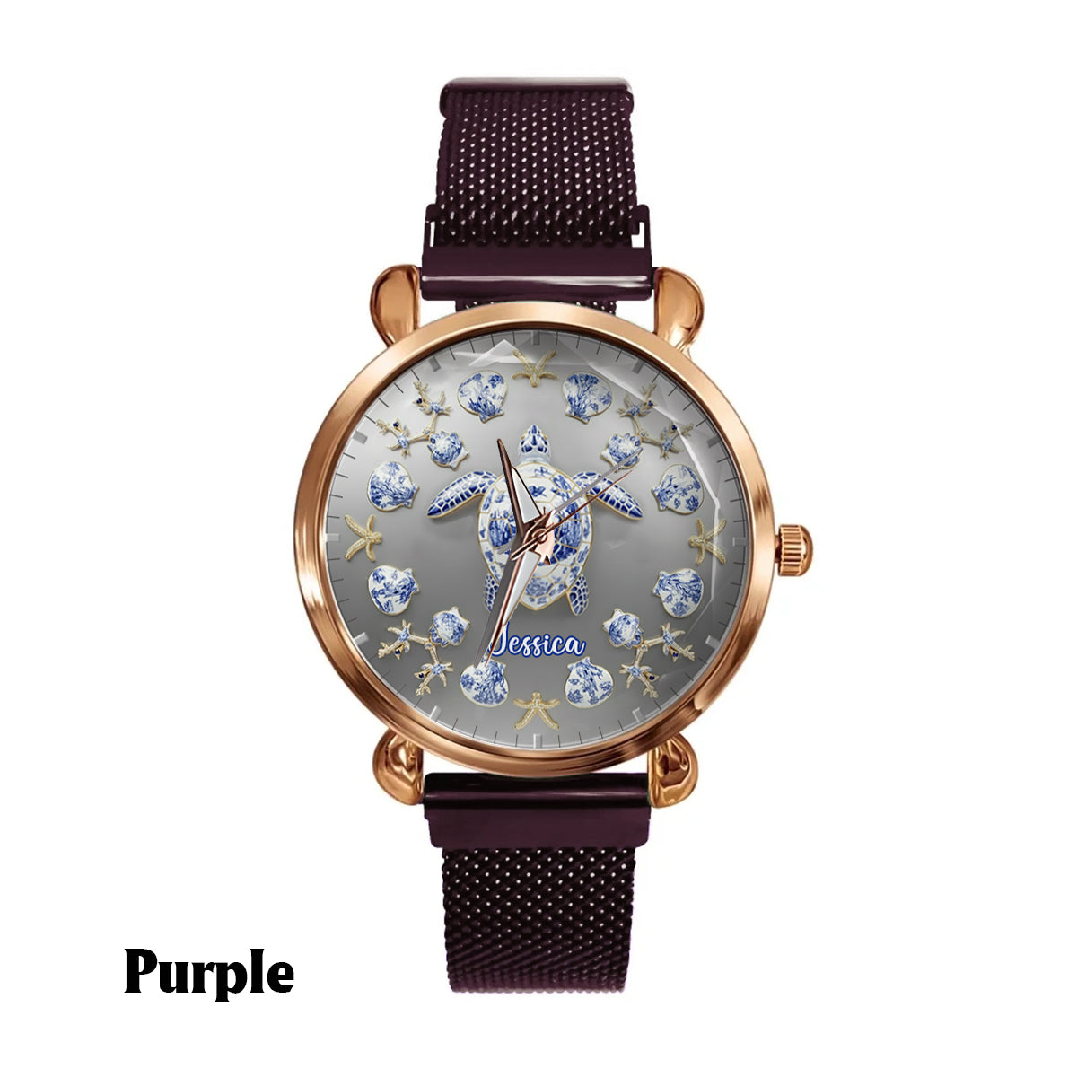 Toile De Jouy Turtle - Personalized Turtle Women Hand Watch