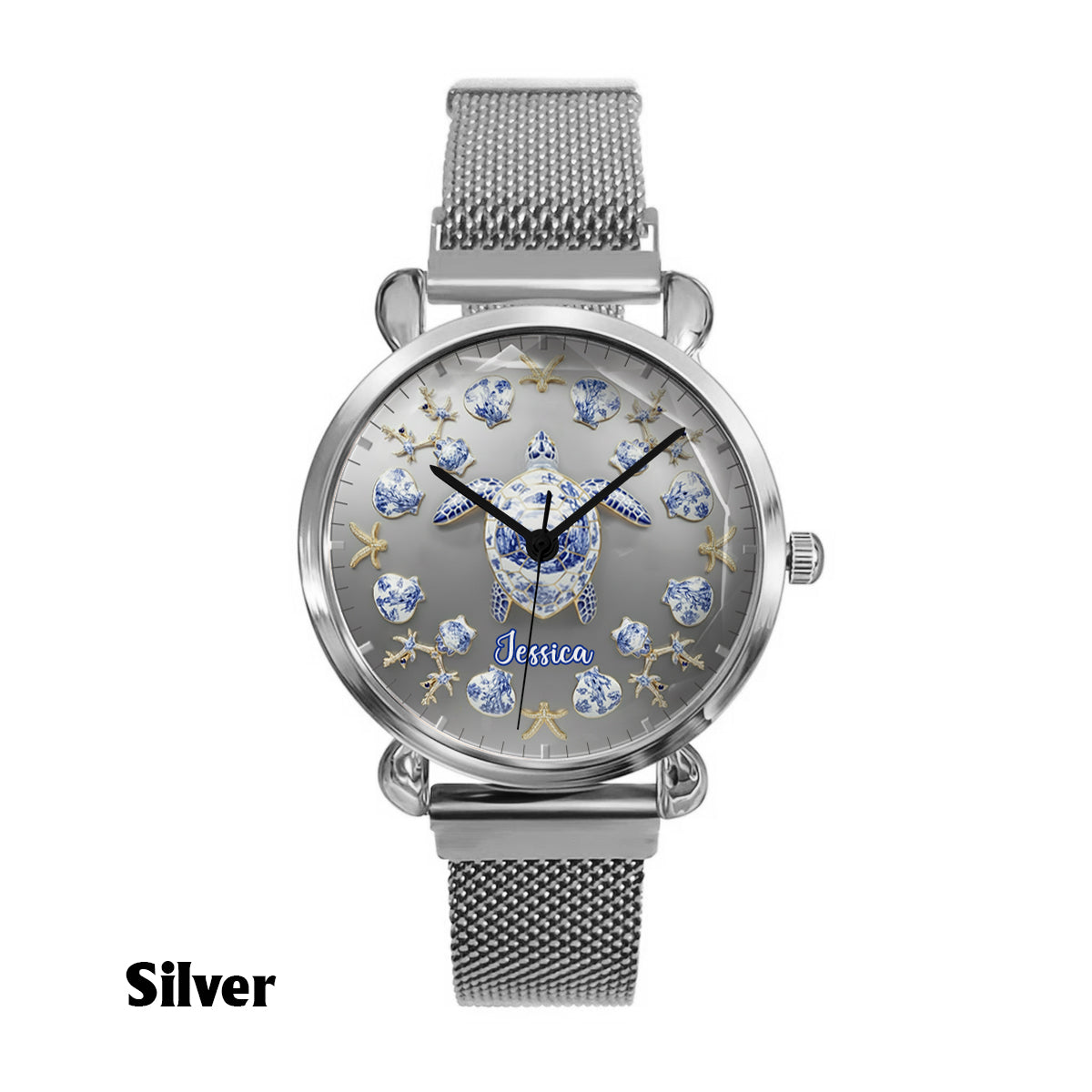 Toile De Jouy Turtle - Personalized Turtle Women Hand Watch