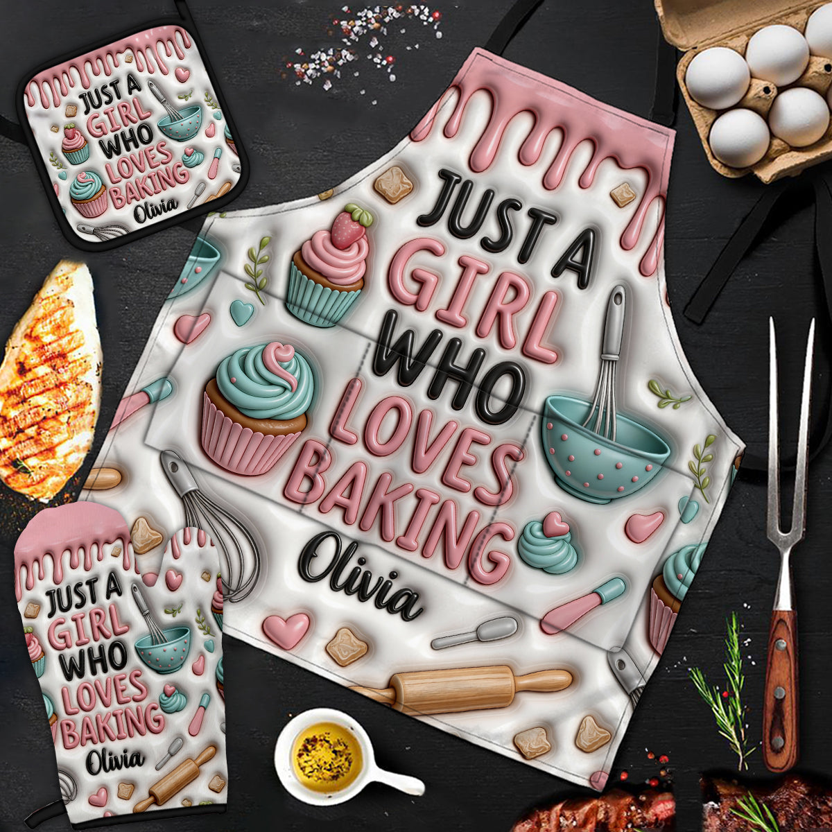 Geschenkidee für Bäcker – Personalisierte Backschürze, Ofenhandschuhe & Topflappen