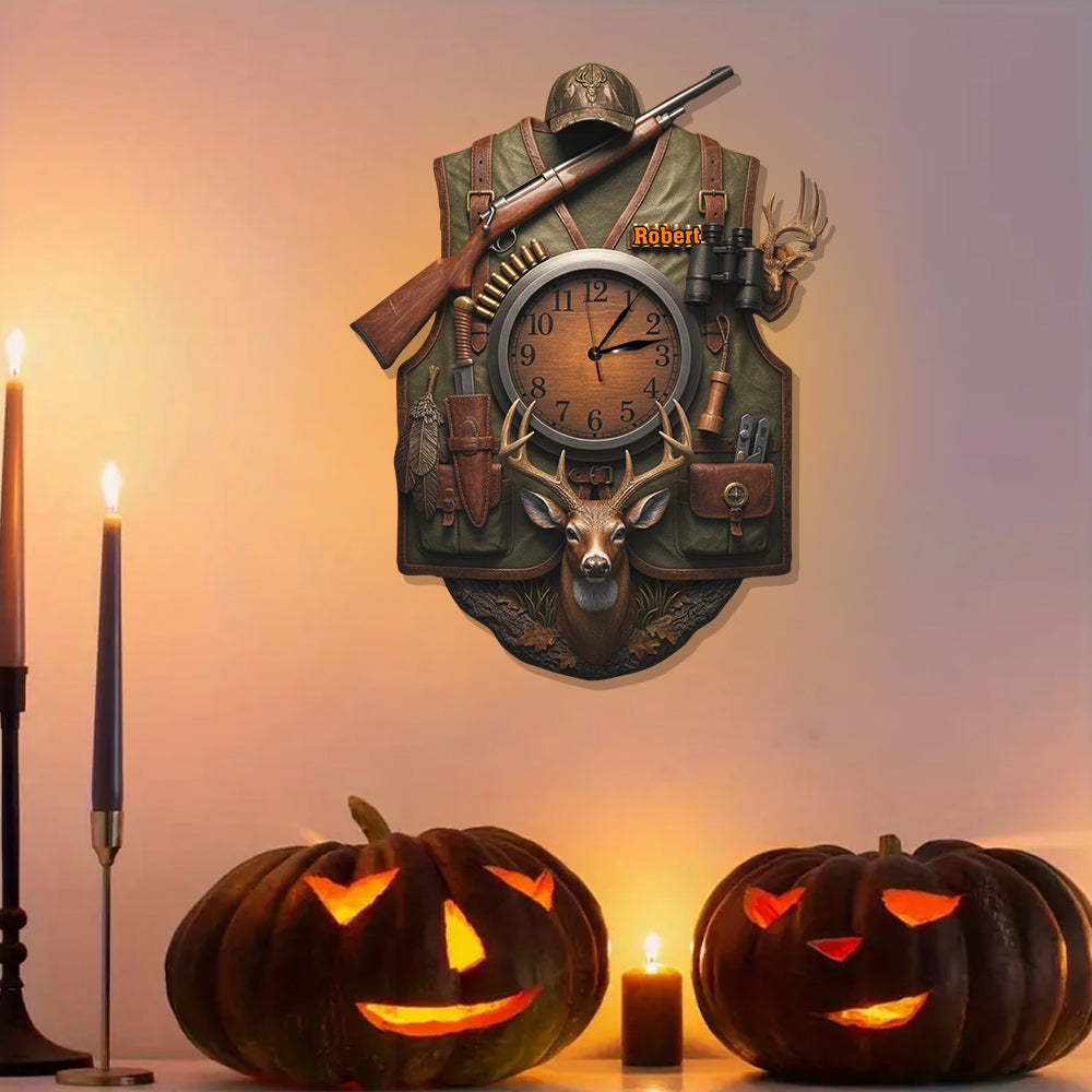 Liebe zur Jagd – Personalisierte LED-Wanduhr mit Jagdmotiv