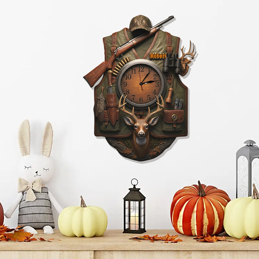 Liebe zur Jagd – Personalisierte LED-Wanduhr mit Jagdmotiv