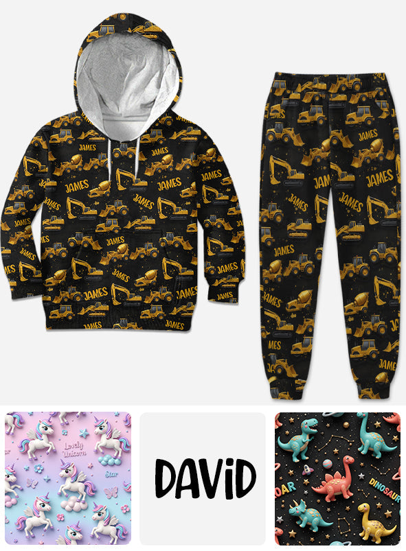 Construction Truck - Personalized Kid Kid Hoodie & Kid Jogger Sweatpants