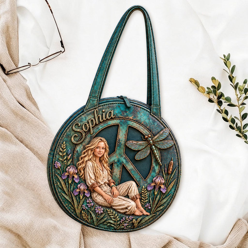 Hippie Souls - Personalized Hippie Custom Shaped Leather Tote Bag