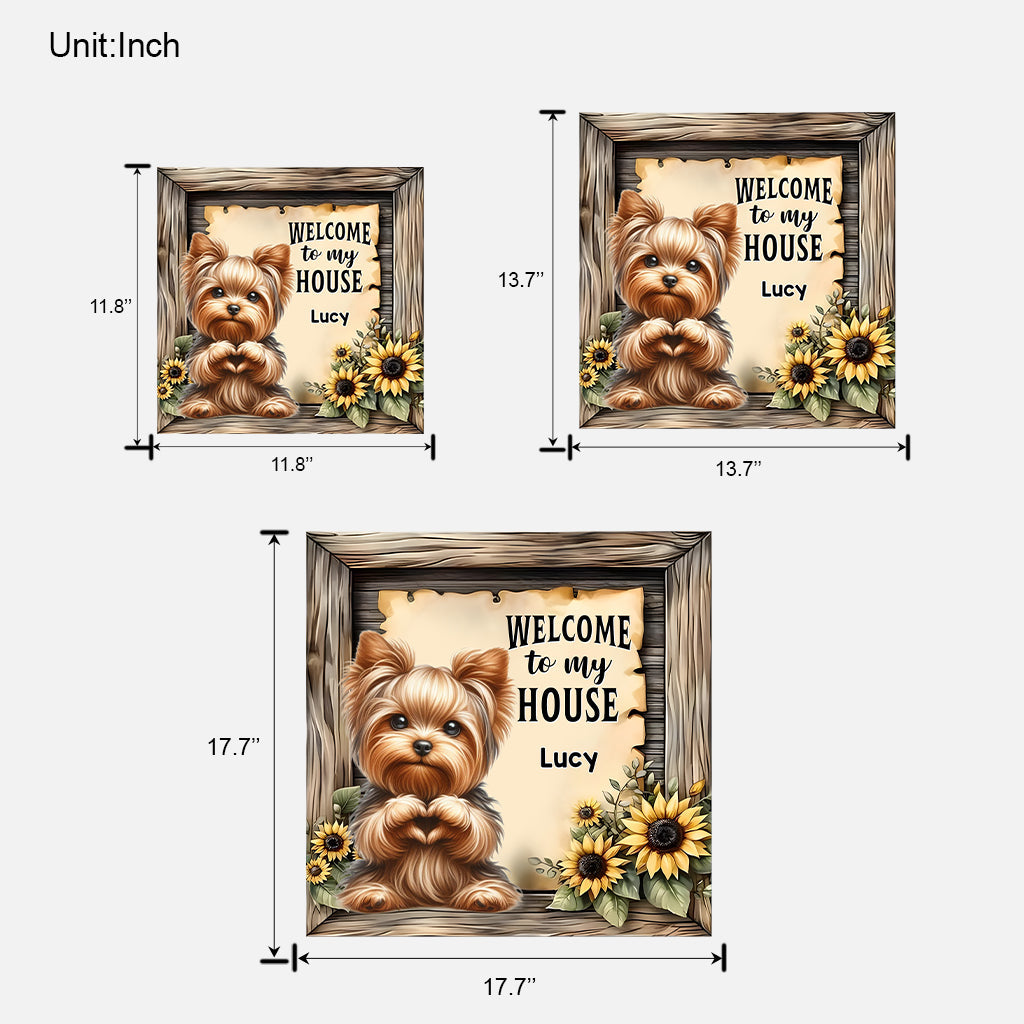 Willkommen in meinem Haus – personalisiertes Holzschild in Hundeform