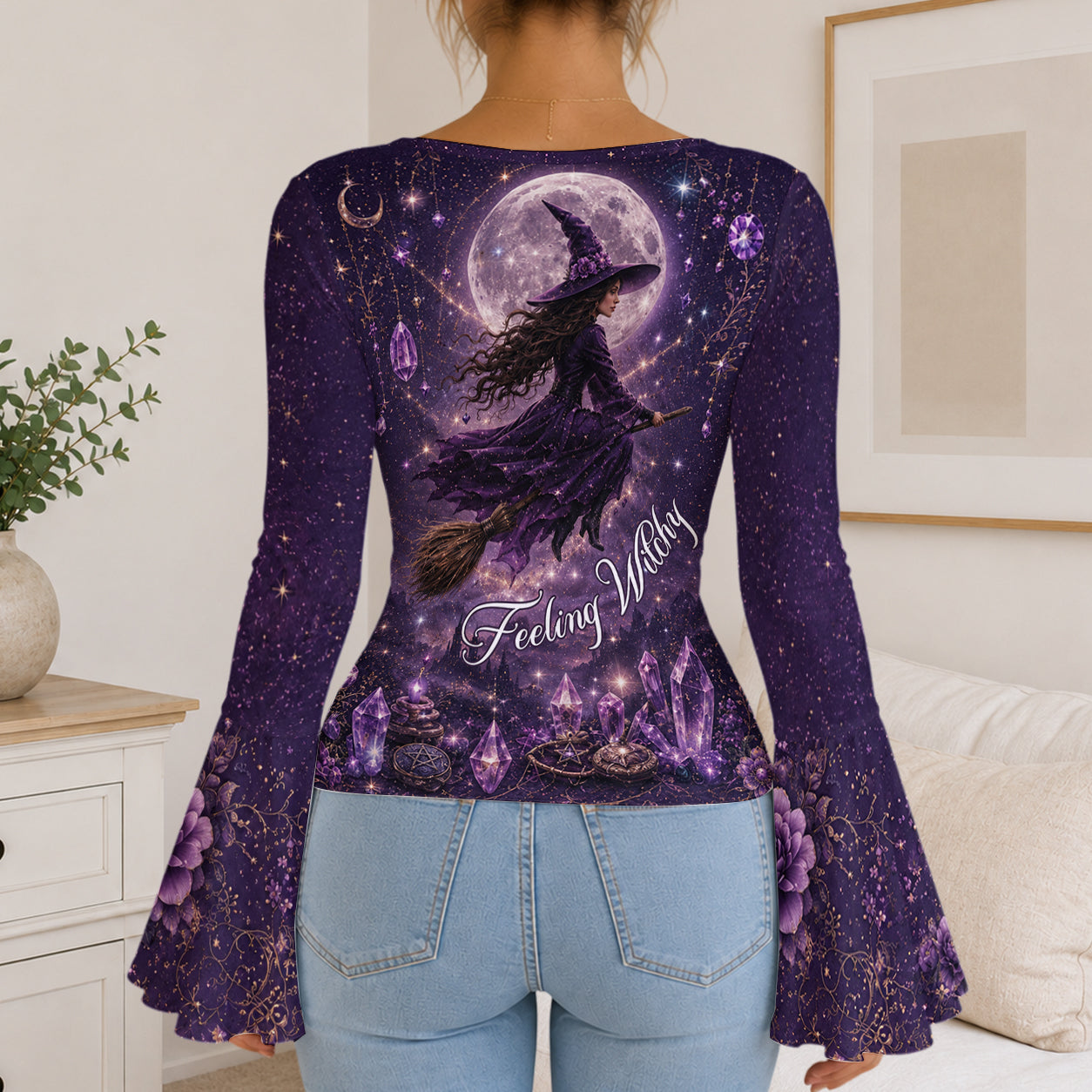 Feeling Witchy - Personalized Witch Flare Long-Sleeve Shirt